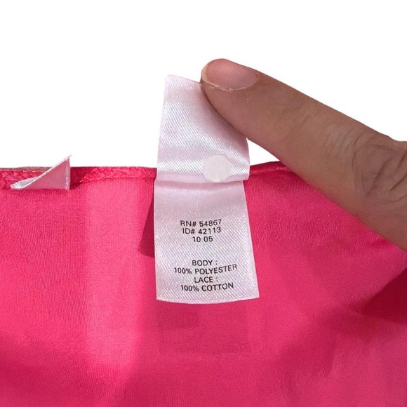 VTG Y2K 2005 Victoria's Secret Pink Satin & Cotton Lace Trim Babydoll Slip Dress - Picture 5 of 5